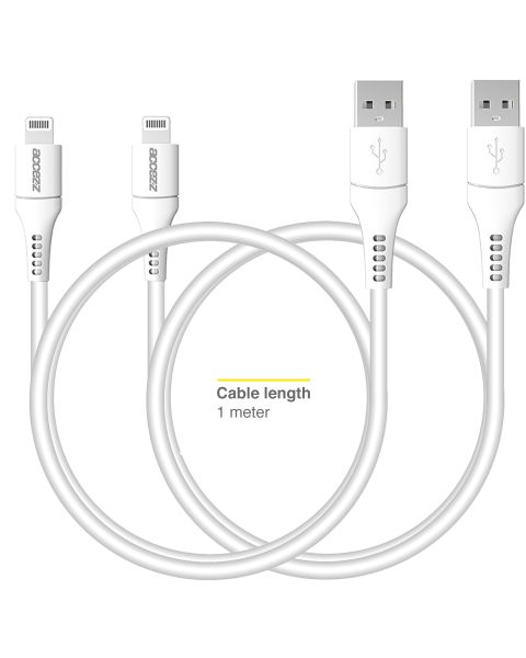 Accezz 2 pack Lightning naar USB kabel - MFi certificering - 1 meter - Wit / Weiß / White