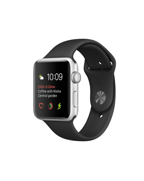 Refurbished Apple Watch Series 2 | 42mm | Aluminium Case Zilver | Zwart sportbandje | GPS | WiFi