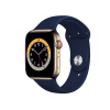 Apple Watch Series 6 | 44mm | Stainless Steel Case Goud | Deep Navy sportbandje | GPS | WiFi + 4G