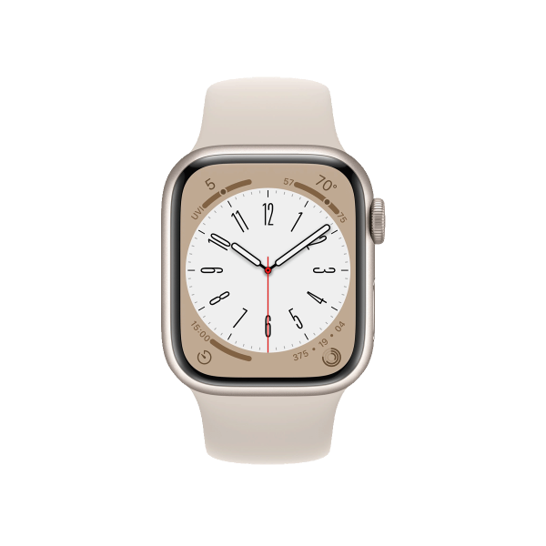 Apple Watch Series 8 | 41mm | Aluminium Case Sterrenlicht Wit | Sterrenlicht Wit sportbandje | GPS | WiFi