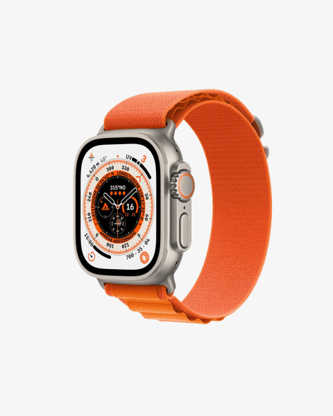 Apple Watch Ultra | 49mm | Titanium Case | Oranje Alpine Bandje | GPS | WiFi + 4G