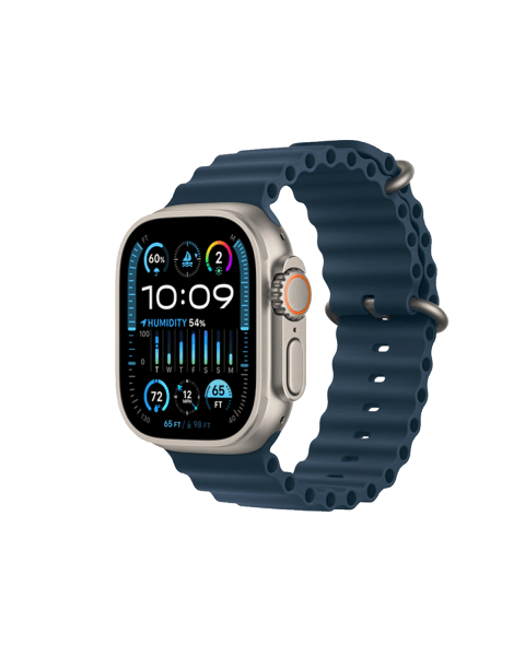 Apple Watch Ultra | 49mm | Titanium Case | Blauw Oceaanbandje | GPS | WiFi + 4G