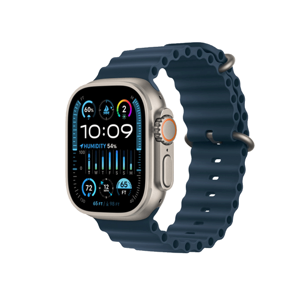 Apple Watch Ultra | 49mm | Titanium Case | Blauw Oceaanbandje | GPS | WiFi + 4G